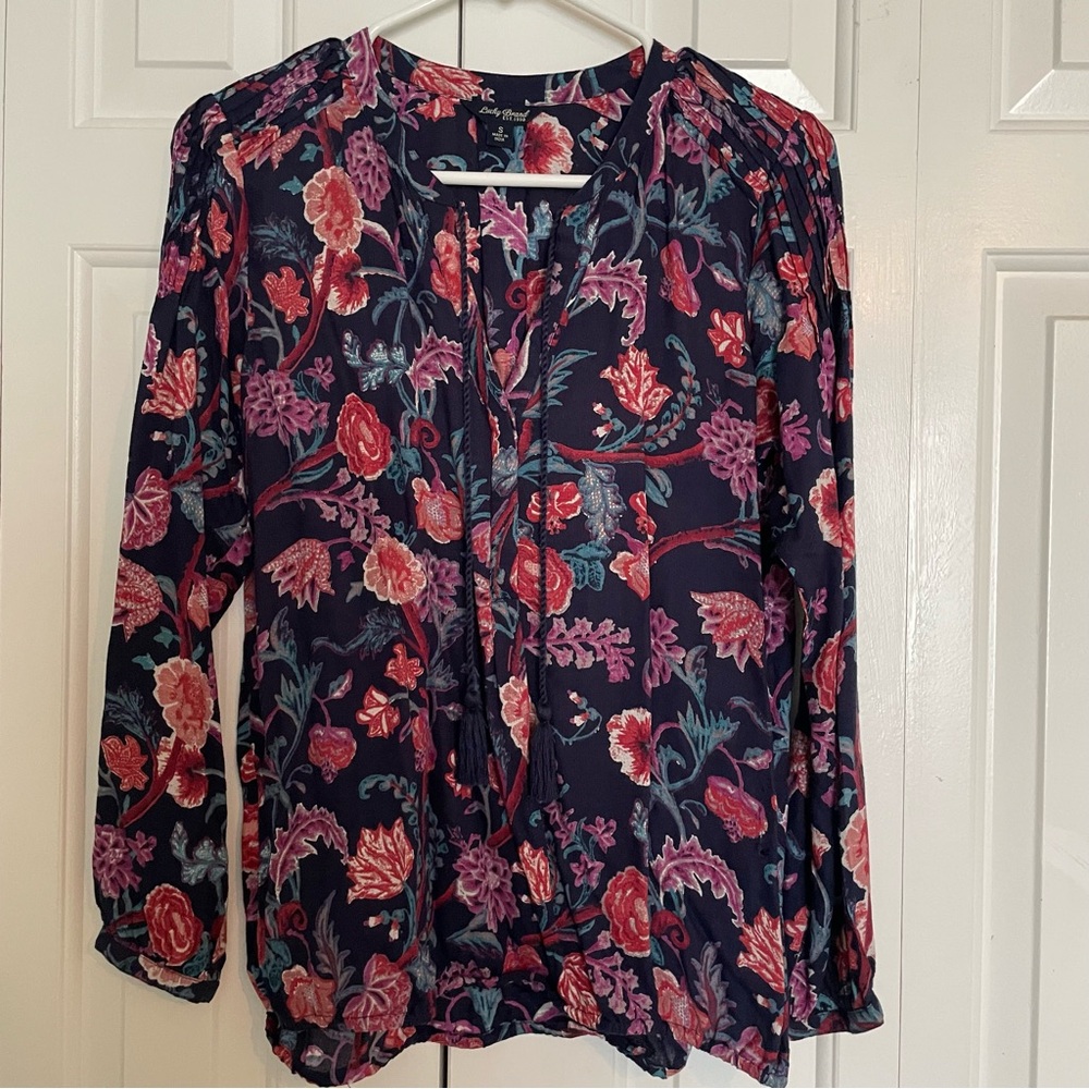 Lucky Brand Floral BoHo Tie Front Blouse